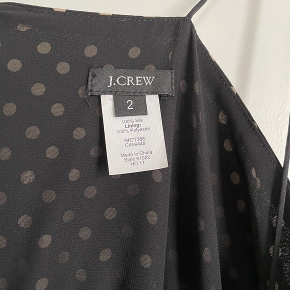 NWOT J. Crew 100% Silk Blouson Midi Dress in Polka Dot Black - Sz 2/XS - Picture 4 of 5